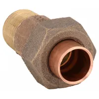 Cast copper sweat fitting union with cup end for 3/4 in copper tube and male NPT threads for 3/4 in pipe. Used to connect copper tubing to threaded pipe in plumbing and hydronic heating systems, allowing disassembly for maintenance