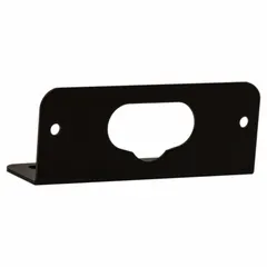 This black aluminum mounting bracket is designed for securing vehicle lights on trucks, trailers, or heavy equipment. It provides a stable platform for auxiliary lighting in industrial, construction, and fleet applications. Dimensions: 1 1/8 in height, 3 3/8 in width.
