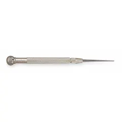 Round, knurled, nonmagnetic steel body with a pointed, removable steel tip. Designed for precision marking on metal, plastic, and other materials in layout and machining work.