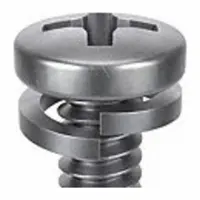 This pre-assembled fastener combines a #4-40 thread, 5/8 in length, stainless steel pan head machine screw with a split lock washer. The passivated finish provides corrosion resistance. Suitable for applications where vibration resistance is required, such as machinery assembly and panel mounting. Drive size #1. Pack of 25