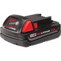 This 18V DC, 2 Ah battery is part of the M18 system, designed to power compatible cordless tools such as drills, impact drivers, and saws. Its compact size reduces tool weight, making it suitable for light-duty tasks in construction, maintenance, and repair, including overhead or tight-space work. Note: not oil-resistant.