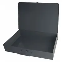 Empty gray steel compartment box measuring 13-5/8 x 9-7/8 x 2-1/8 inches. No compartments or dividers included. Compatible with model 307 for custom compartment layouts. Suitable for organizing small parts, hardware, or components in industrial workshops and maintenance facilities