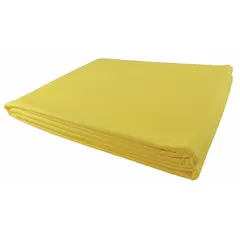 This high-visibility disposable blanket is made of yellow polyester foam, measuring 58 inches wide by 90 inches long. It provides lightweight insulation and protection for emergency use in industrial or field settings.