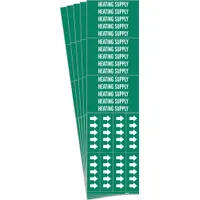 Pipe Marker: Heating Supply, Green, White, Fits 3/4 in and Smaller Pipe O.D., 3 Pipe Markers, 5 PK (MPN 7363-3C-PK)