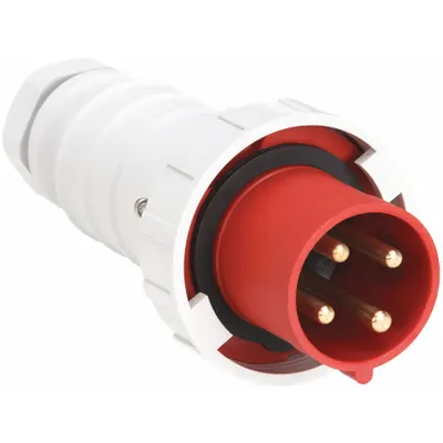 BRYANT Pin and Sleeve Plug: Red, 480V AC, Three Phase, 60 A, 3 Pole, 4 Wire - Watertight Plugs