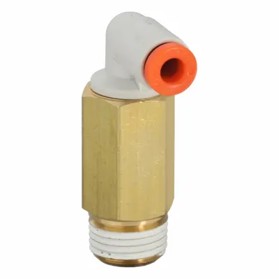 SMC KQ2W01-34AS Push-to-Connect x MNPT Elbow Fitting, 1/8" Thread, Brass, White - Polybutylene & Brass Tube Fittings