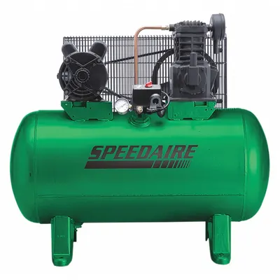 SPEEDAIRE Electric Air Compressor: 3 hp, 1 Stage, Horizontal, 30 gal, 9.1 cfm, 135 psi - Splash Lubricated Stationary Electric Air Compressors