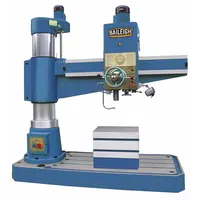 Floor stand radial drill press with power downfeed, 5 1/4 hp, 220V AC, variable speed, geared head. Spindle travel 17-1/8 in, swing range 13-3/4 in to 63 in. Suitable for tapping and heavy-duty drilling in metal fabrication and industrial maintenance