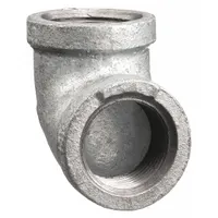 This 90° threaded pipe elbow is used in medium-pressure piping systems to redirect flow. Made of malleable iron, it has a 1 in x 1 in size and is rated for 300 psi at 150°F. Suitable for applications such as steam, water, gas, and oil lines