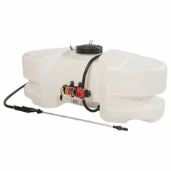 The FIMCO LG-25-EC is a 25-gallon tailgate sprayer designed for ATV or vehicle mounting. It is battery-powered for cordless operation, suitable for agricultural spraying, weed control, pasture management, and general property maintenance.