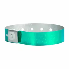 Blue plastic security wristband with no legend, measuring 10 inches overall length and 5/8 inch overall width. Supplied in a 500-pack. Suitable for temporary identification in access control, event management, and patient identification applications.