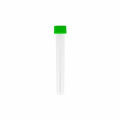 Test Tube, Polystyrene, 8 mL, Round Bottom, Natural, with Green Cap