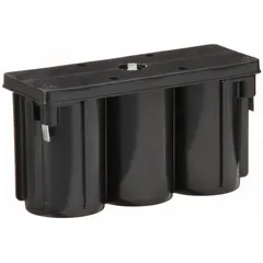 Sealed lead acid battery rated 6 V and 5 Ah. Overall dimensions: 3 in height, 2 1/4 in depth. Used as a replacement power source in emergency exit lighting and standby equipment.