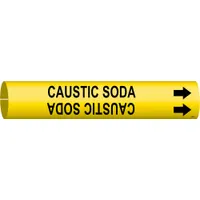 Pipe Marker: Caustic Soda, Yellow, Black, Fits 2 1/2 to 3 7/8 in Pipe O.D., 1 Pipe Markers (MPN 4021-C)