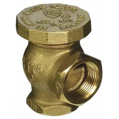 Atmospheric vacuum breaker with 1 1/4 in FNPT x FNPT connections, constructed in rough brass and bronze for water media. Prevents back-siphonage in water systems, suitable for irrigation and plumbing applications to protect potable water supplies.