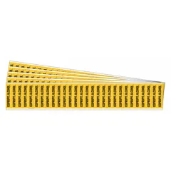 Yellow adhesive pipe markers with black legend text reading 'Isopropyl Alcohol', designed for pipes with an outside diameter of 3/4 in and smaller. Each pack contains 5 markers without directional arrows. Used to identify pipes carrying isopropyl alcohol in industrial facilities.