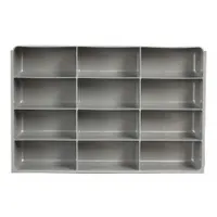 Gray insert for Large Compartmented Boxes, overall size 18 in x 12 in x 3 in. Contains 12 fixed compartments, each 5-25/32 in x 2-27/32 in, without removable dividers. Designed for organizing small parts, fasteners, or tools within compatible DURHAM MFG boxes
