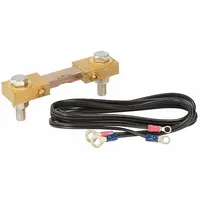 This switchboard shunt is rated for 500 A DC and includes 5 ft leads. It is designed for use with analog panel meters to extend current measurement range. Typical applications include industrial power distribution, battery monitoring, and DC load testing where accurate high-current sensing is required
