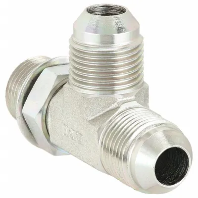 AEROQUIP Hydraulic Hose Adapter: 5/8 in x 5/8 in x 5/8 in Fitting Size, Male x Male x Male - ORB-to-JIC Steel Hydraulic Hose Adapters