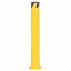Bolt-on standard bollard with 42-inch install height and 5 1/2-inch diameter. Constructed from carbon steel with a yellow finish. Includes bollard body and mounting plate. Used for perimeter protection and vehicle impact prevention in industrial and commercial settings.