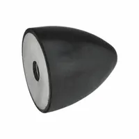 This conical vibration-isolating mount features a natural rubber body with a female x non-threaded style. It is used to reduce transmitted vibration from industrial machinery, pumps, and compressors, protecting sensitive equipment and structures in applications such as machining, HVAC, and material handling