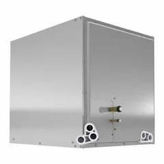 This cased indoor evaporator coil is designed for 3-ton cooling capacity and supports horizontal, upflow, or downflow airflow configurations. It fits 21-inch or 17.5-inch furnace widths, making it suitable for split-system air conditioners and heat pumps in residential or light commercial HVAC applications.