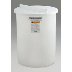 Vertical liquid storage tank with 150-gallon capacity, open top, and 3/16-inch wall thickness. Constructed from high-density polyethylene (HDPE) for corrosion resistance. Suitable for bulk liquid containment in industrial, agricultural, and chemical processing applications.