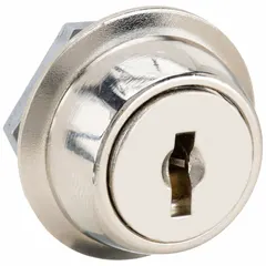 Keyed cam lock with zinc die-cast construction and nickel finish. Quarter-turn clockwise unlock operation. Keyed alike with C205A key code. Suitable for securing cabinets, lockers, panels, and enclosures.