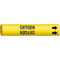 Pipe Marker: Oxygen, Yellow, Black, Fits 4 to 6 in Pipe O.D., 1 Pipe Markers, With Arrows (MPN 4105-D)