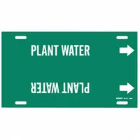 Pipe Marker: Plant Water, Green, White, Fits 10 to 15 in Pipe O.D., 1 Pipe Markers, With Arrows (MPN 4109-H)