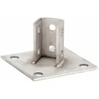 This post base is designed for single strut channels, providing a secure mounting point in framing and support systems. It features a polished finish and a 3/4 in hole diameter for attachment. Typical applications include electrical, mechanical, and material handling installations where corrosion resistance is required