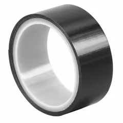 This light blocking tape features a red vinyl film backing with a rubber adhesive, measuring 3/8 inch wide and 5 yards long at 2.4 mil thickness. It is used to prevent light leakage in applications such as electronics assembly and display manufacturing where opaque, flexible sealing is required.