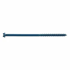 This hex-head concrete anchor screw is 5 inches long with a 3/16-inch diameter, featuring a pointed tip and Stalgard® corrosion-resistant finish. Made from case-hardened steel, it is removable and designed for fastening fixtures, brackets, or equipment to concrete, brick, or block. Supplied in a 100-pack for inch-system applications.