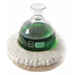 Fiberglass cloth heating mantle for round-bottom flasks. 125 mL capacity, 80 W max, 450°C max temperature. Includes 3 in lead wire with NEMA L1-15R connector. Controller not included or required.