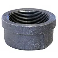 This threaded pipe cap is made of malleable iron and rated for a maximum operating pressure of 300 psi at 150°F. It is used to seal the end of a 1/2-inch threaded pipe in medium-pressure piping systems, such as industrial plumbing, steam, and compressed-air lines