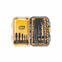 This 10-piece set includes socket extractors in sizes #1, #2, #3, #4, and #5, plus a size #3 extractor and a 3/16 in drill bit. It removes damaged or stripped fasteners from 1/4 in to 3/4 in. Suitable for automotive repair, machinery maintenance, and general industrial applications.
