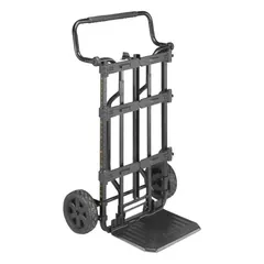 Rigid hand truck designed for transporting heavy loads. Black finish. Dimensions: 20 1/8 in width, 26 7/8 in depth, 43 5/8 in height. Suitable for moving tool boxes and equipment on job sites.