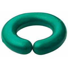 This vinyl-coated lead ring stabilizes laboratory flasks on benchtops or hotplates. The low center of gravity helps prevent tipping during stirring, heating, or handling. Inside diameter is 2.2 inches; outside diameter is 3 3/8 inches. Color: green.
