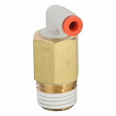 SMC KQ2W01-35AS Push-to-Connect x MNPT Elbow Fitting, Brass, White, 1/4" Thread - Polybutylene & Brass Tube Fittings