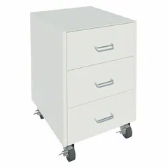 This steel mobile cabinet provides organized storage and transport of tools, parts, and supplies in industrial workshops and maintenance facilities. It features three drawers and no doors, with overall dimensions of 27-1/8 inches height, 22 inches depth, and 24 inches width.