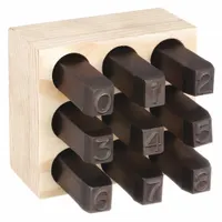 YOUNG BROS. STAMP WORKS Hand Stamp Kit: 0 thru 9 (6 doubles as 9), 1/2 in Character Ht, # Set, Steel (MPN 09094)