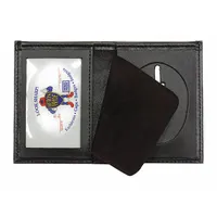 HEROS PRIDE Badge Holder: 2 3/4 in x 2 3/4 in, Black, Leather (MPN 9105-0010)