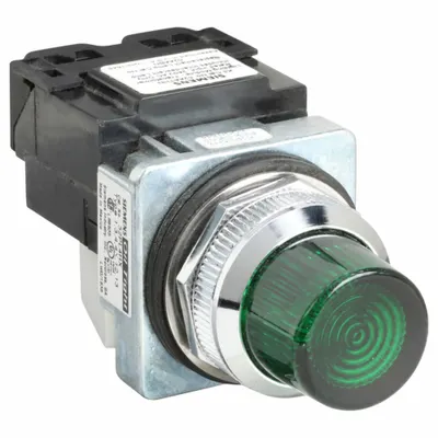 Siemens Pilot Light: 30 mm Panel Mounting Size, Green, Incandescent - Incandescent Pilot-Lights