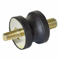 This male x male vibration-isolating mount features a natural rubber hourglass body with #8-32 threads on both ends. It reduces transmitted vibration from machinery to support structures, commonly used in light-duty industrial equipment, pumps, and panel mounting applications