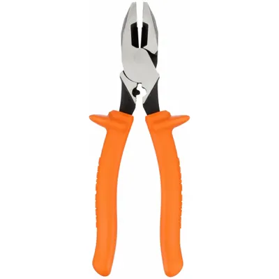 KLEIN TOOLS Linemans Plier: Insulated, Flat, 9 3/4 in Overall Lg, 1 5/8 in Jaw Lg, 1 3/8 in Jaw Wd - Multipurpose Insulated Lineman's Pliers