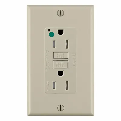 LEVITON GFCI Duplex Receptacle Outlet, Hospital Grade, 5-15R, Ivory, 125V AC - General Purpose Receptacles
