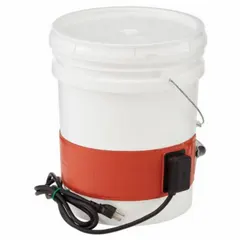 Silicone rubber band heater for drums, rated 700 W at 115V AC. Maintains contents between 67°F and 85°F. IP54 rated for outdoor use. Commonly used to prevent freezing or reduce viscosity of drum-stored materials.