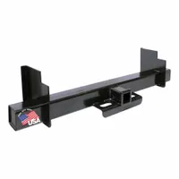 This Class V hitch from BUYERS PRODUCTS is constructed from powder-coated carbon steel for corrosion resistance. It offers a gross trailer weight capacity of 16,000 lb and a tongue weight capacity of 16,000 lb. Designed for universal vehicle fit, it mounts on the back of the vehicle and requires drilling for installation. Suitable for heavy-duty towing applications such as large trailers, boats, or equipment