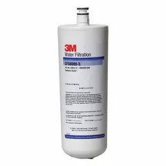 Granular activated carbon filter for drinking fountains and beverage machines. Reduces chlorine taste. Flow rate 0.5 gpm, capacity 1,500 gal. Quick-connect design for easy installation.