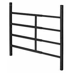 This fixed-installation window security bar is constructed from carbon steel with a black finish. It features 4 horizontal bars and a height of 21 1/4 inches, with an adjustable width range of 15 3/4 to 22 inches. Suitable for mounting on the inside or outside of windows, it provides a physical barrier to help deter forced entry in residential or commercial settings.